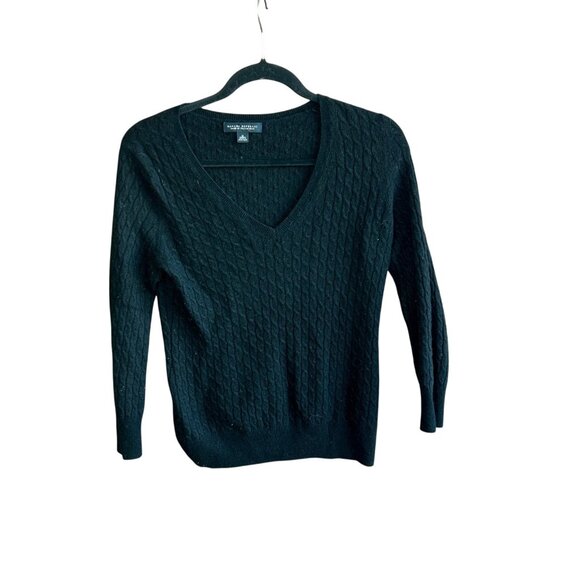 Banana Republic Black Cashmere Wool Blend Cable Knit Sweater Size Medium - Picture 1 of 7